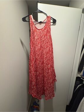 Red Floral Sleeveless Swing Dress - Unbranded